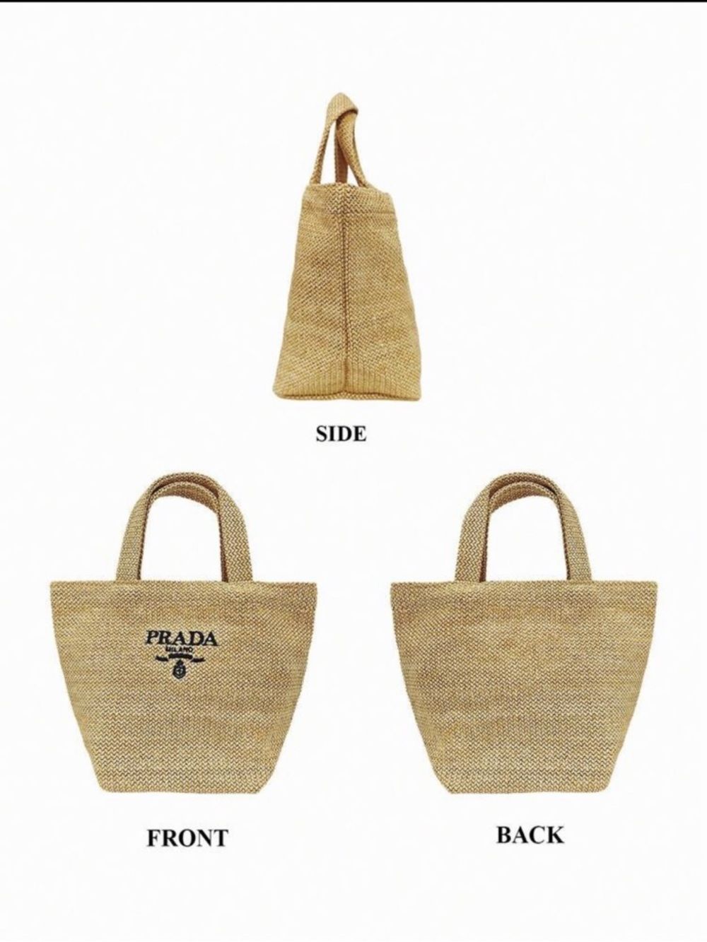 Prada Raffia Tote Bag with Black Logo - Picture 5 of 9